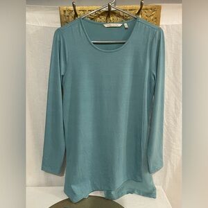 Soft Surroundings Long Sleeve Scoop Neck Top - Teal Blue